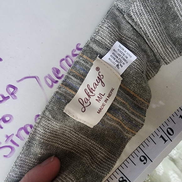 Wylder trading co Hippie embroidered peace sign cotton striped tie up top - Picture 6 of 9